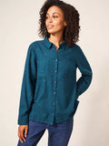 WHITESTUFF EMILIA ORGANIC COTTON SHIRT TEAL MULTI