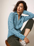 WHITESTUFF ROSIE RIB JERSEY SHIRT TEAL MULTI