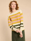 WHITESTUFF OLIVE STRIPE KNITTED JUMPER NATURAL MULTI