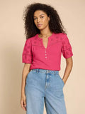 WHITESTUFF BELLA BRODERIE MIX TOP MID PINK