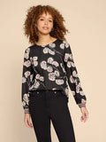 WHITESTUFF IRIS ECO VERO TOP BLACK PRINT