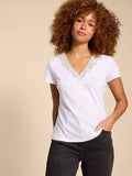 WHITESTUFF ELLIE LINEN BLEND LACE TEE BRILLIANT WHITE