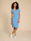 WHITESTUFF TALLIE ECO VERO JERSEY DRESS TEAL PRINT