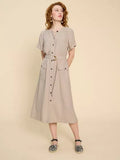 WHITESTUFF HAZEL LINEN BLEND SHIRT DRESS LIGHT NATURAL