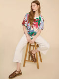 WHITESTUFF SARA TIE HEM TEE WHITE PRINT