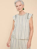 WHITESTUFF CARLA STRIPE LINEN TOP NATURAL MULTI