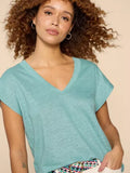 WHITESTUFF IVY LINEN TEE MID TEAL