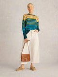 WHITESTUFF OLIVE STRIPE JUMPER GREEN MULTI