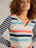 WHITESTUFF NELLY LONG SLEEVE STRIPE TEE NATURAL MULTI