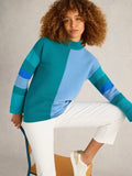 WHITESTUFF JANA HIGH NECK JUMPER TEAL MULTI