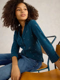 WHITESTUFF ANNIE EMBROIDERED COLLARED SHIRT TEAL MULTI