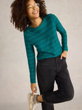 WHITESTUFF CLARA STITCH LONG SLEEVE TEE TEAL MULTI