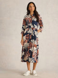 WHITESTUFF RUA MIDI JERSEY DRESS NAVY MULTI